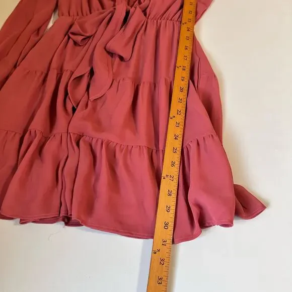 Show Me Your Mumu Dress Womens XS Pink Long Sleeve Ruffle Tier Addy Tie Boho - Picture 13 of 15